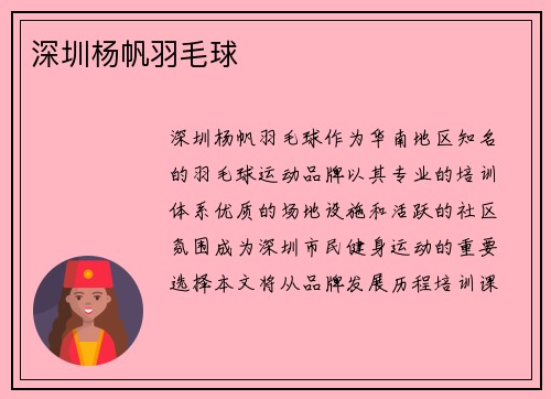 深圳杨帆羽毛球