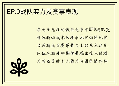 EP.0战队实力及赛事表现