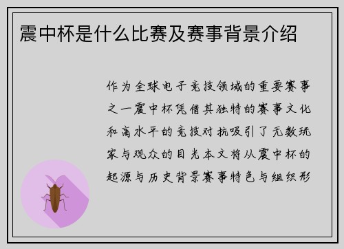 震中杯是什么比赛及赛事背景介绍